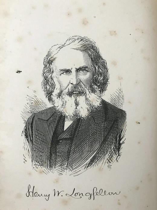 约19世纪后期 朗费罗诗集 约翰·吉尔伯特8幅版画插图 全真皮精装 四层竹节背 环衬烫金压花 书口三面鎏金 商品图2