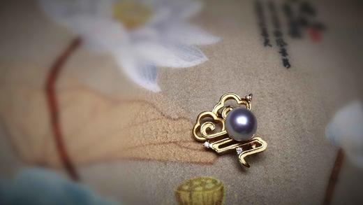 【八千里路云和月】18k金镶嵌真多麻色海水珍珠胸针 商品图12