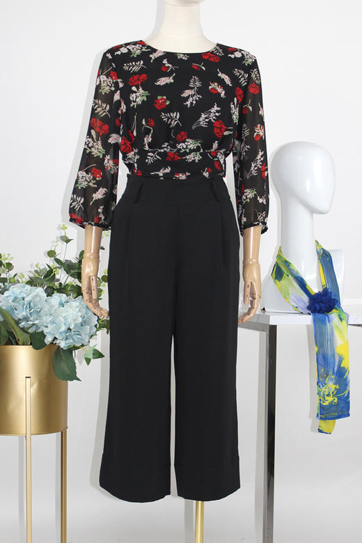 FOCALS福柯斯春秋新款百搭纯色休闲宽松直筒裤九分女裤FYBAP092N1 商品图5