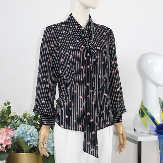 FOCALS福柯斯女装夏季新款重磅桑蚕丝中长款印花衬衫FRGAS009NV 商品图1