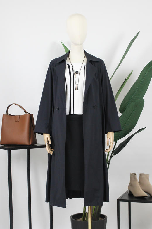 FOCALS福柯斯春秋新款收腰过膝中长款轻薄外套风衣FYJAF038B7 商品图5