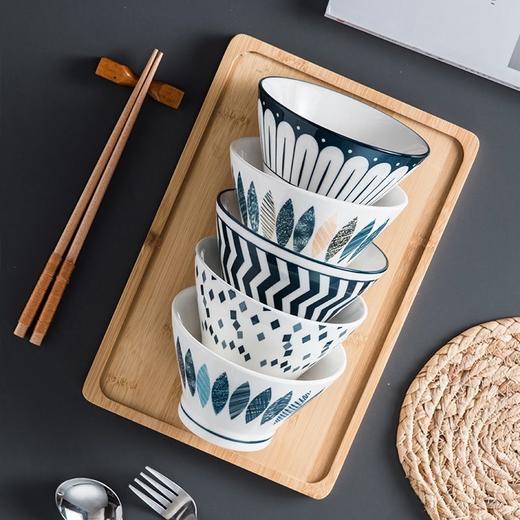 日式高脚碗5寸斗笠碗釉下彩陶瓷餐具可爱饭碗面碗防烫水果沙拉碗 商品图1