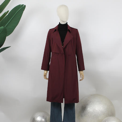 FOCALS福柯斯春秋新款过膝收腰休闲中长款外套风衣FYBCF568R3 商品图3