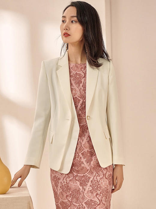 剩XL 米思阳2022春装新款通勤宽松百搭白色一粒扣假两件西装外套女0889 商品图2