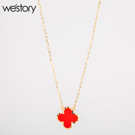 2021年新款红色四叶草气质ins冷淡风简约潮项链W51CB0900303