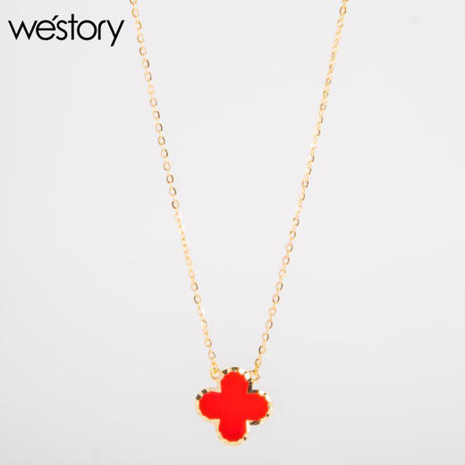 2021年新款红色四叶草气质ins冷淡风简约潮项链W51CB0900303 商品图0