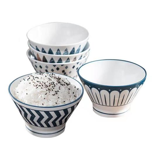 日式高脚碗5寸斗笠碗釉下彩陶瓷餐具可爱饭碗面碗防烫水果沙拉碗 商品图7