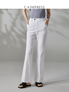 西嘉C+IMPRES西嘉【舒服的肌肤触感】通勤高腰显瘦喇叭裤挺括裤子薄款
