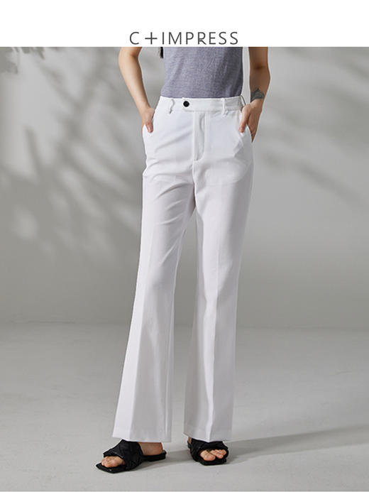 西嘉C+IMPRES西嘉【舒服的肌肤触感】通勤高腰显瘦喇叭裤挺括裤子薄款 商品图0