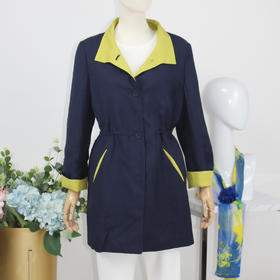 FOCALS福柯斯春秋新款宽松休闲撞色拼接中长款外套风衣FYWAF062B7