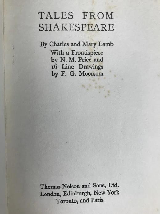 约20世纪初 兰姆姐弟《莎士比亚故事集》 17幅插图 漆布精装32开 商品图2