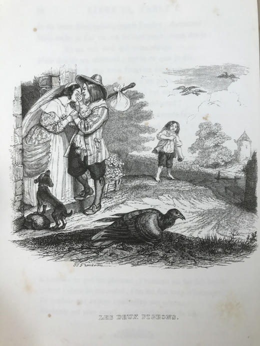 【法语】1838年 拉封丹寓言（卷2） 格兰维尔数十幅版画插图 真皮脊精装大32开 商品图9