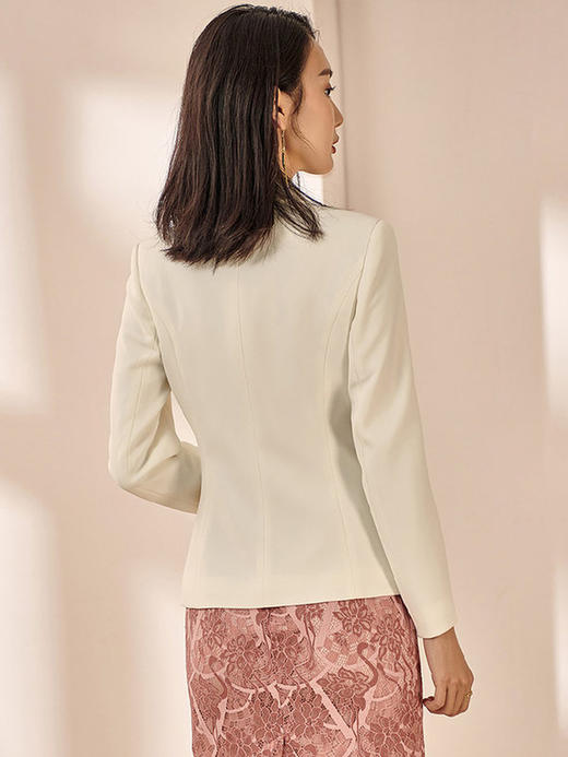 剩XL 米思阳2022春装新款通勤宽松百搭白色一粒扣假两件西装外套女0889 商品图3