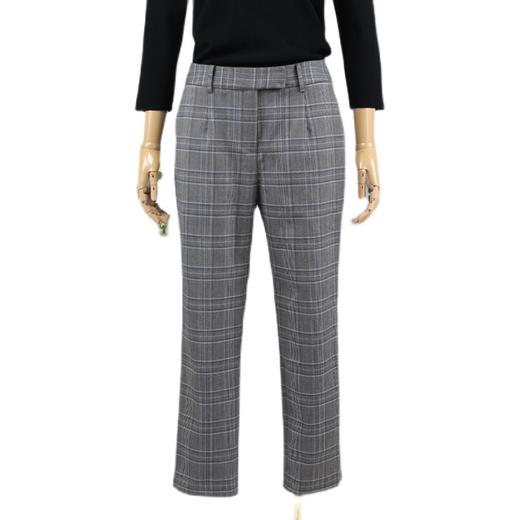 FOCALS福柯斯秋季新款通勤百搭格纹休闲直筒裤九分女裤RGCP536BE 商品图4