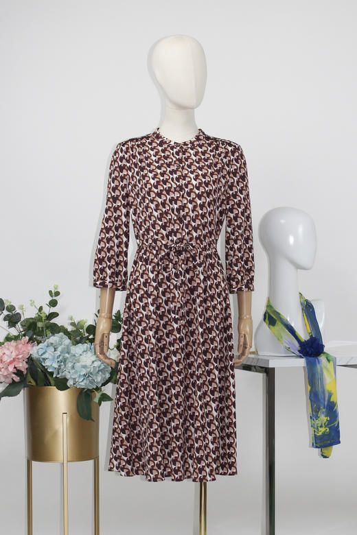 FOCALS福柯斯秋季新款圆领七分袖字母印花时尚连衣裙F2YCX687RK 商品图5