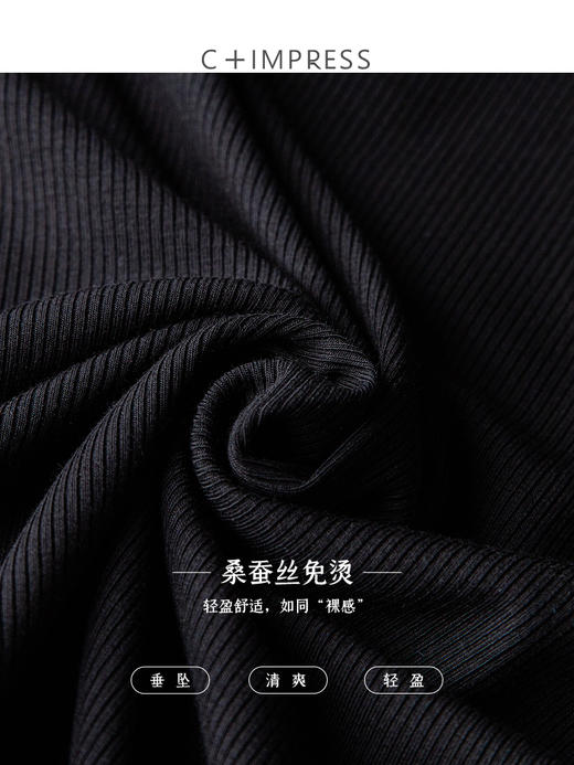 西嘉C+IMPRESS/西嘉桑蚕丝免烫 v领针织T法式修身t恤女夏2021新款T2102003 商品图2