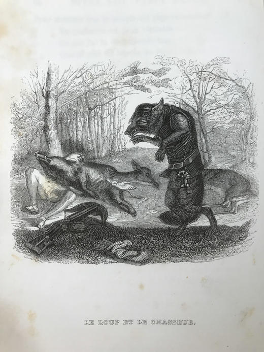 【法语】1838年 拉封丹寓言（卷2） 格兰维尔数十幅版画插图 真皮脊精装大32开 商品图10