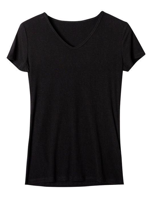西嘉C+IMPRESS/西嘉桑蚕丝免烫 v领针织T法式修身t恤女夏2021新款T2102003 商品图4