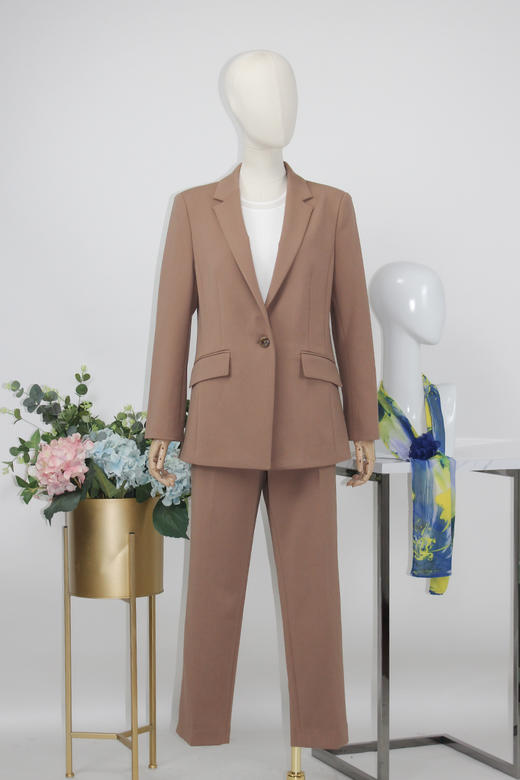 FOCALS福柯斯秋季新款通勤百搭纯色休闲直筒裤九分女裤F2YCP536T1 商品图5