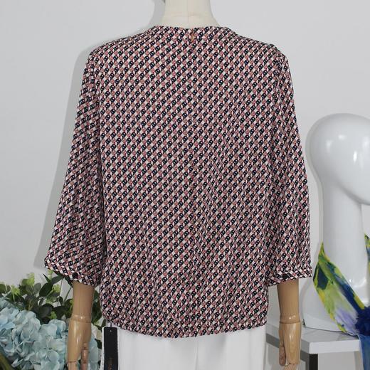 FOCALS女装秋季新款真丝七分袖圆领印花通勤T恤上衣FRG2N193PV 商品图2