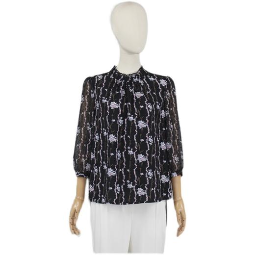 FOCALS福柯斯女装秋季新款圆领七分袖雪纺印花套头上衣FRGCN586PV 商品图3