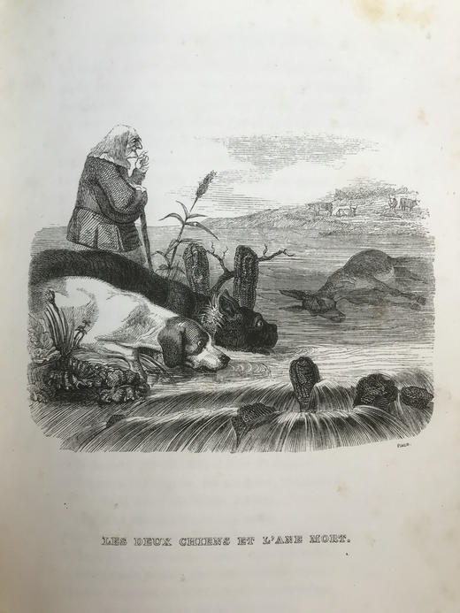 【法语】1838年 拉封丹寓言（卷2） 格兰维尔数十幅版画插图 真皮脊精装大32开 商品图11