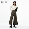 【细缝微光】苔绿拼缝撞色垂感高腰阔腿裤/000109 商品缩略图1