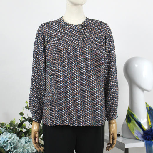 FOCALS福柯斯女装秋季新款圆领套头上衣几何印花衬衫FYJCN712BV 商品图0