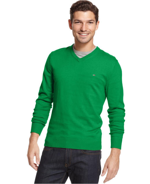 薄款 premium cotton 彩色内衬领条 V领毛衣/针织衫 T-1069 商品图2