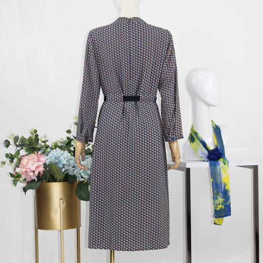 FOCALS福柯斯秋季七分袖休闲几何印花圆领连衣裙FYJCX713BV 商品图2