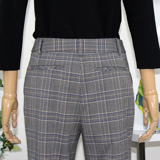 FOCALS福柯斯秋季新款通勤百搭格纹休闲直筒裤九分女裤RGCP536BE 商品图3