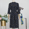 FOCALS福柯斯秋季七分袖修身V领中长款印花连衣裙FYBAX070BV 商品缩略图2