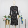 FOCALS福柯斯秋季半高领八分袖修身波点印花连衣裙FYJCX602GV 商品缩略图4