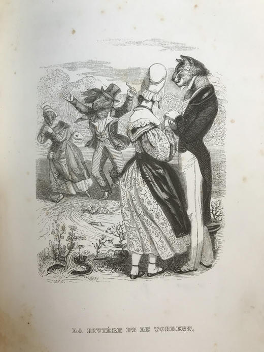 【法语】1838年 拉封丹寓言（卷2） 格兰维尔数十幅版画插图 真皮脊精装大32开 商品图12