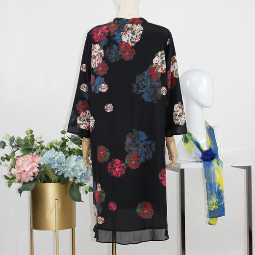 FOCALS福柯斯秋季桑蚕丝七分袖印花两件套衬衫连衣裙FYQAV010RV 商品图2