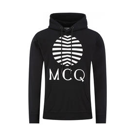 MCQ 麦昆 男士棉质徽标印花连帽长袖卫衣 黑色 545412 ROT08 1000