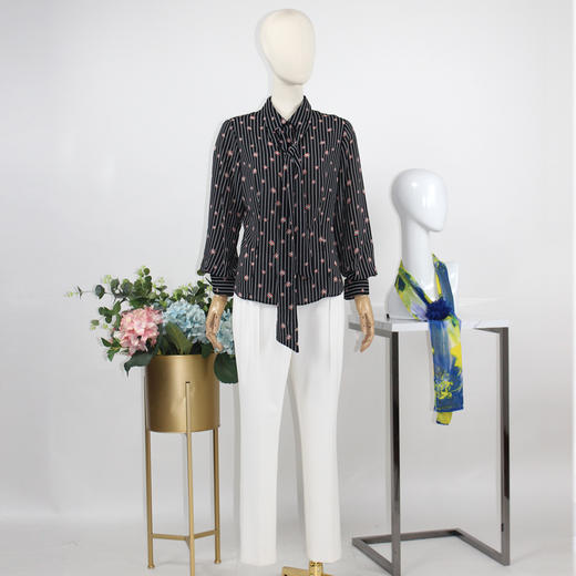 FOCALS福柯斯女装夏季新款重磅桑蚕丝中长款印花衬衫FRGAS009NV 商品图3