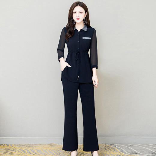 YWE  X21B019修身气质优雅纯色大码套装 商品图3