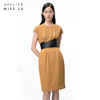 【日落金沙】轻褶设计暖沙黄高腰落肩茧形连衣裙/0000729A 商品缩略图1