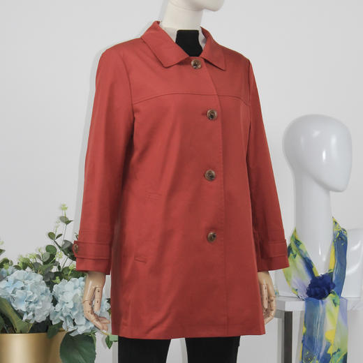 FOCALS福柯斯春秋新款宽松休闲单排扣中长款风衣外套F2YCF629JR 商品图1