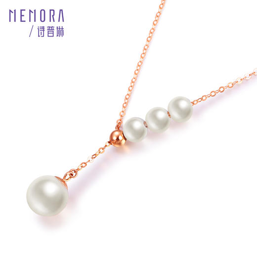 【积分抵值】MEMORA诗普琳玫瑰18K金淡水珍珠项链Y字型调节套链ZN201101 商品图2