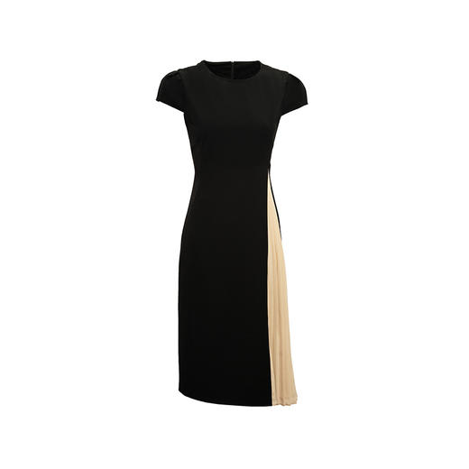 【流溢风琴】黑拼米白撞色拼接风琴折连衣裙/0000740 商品图4