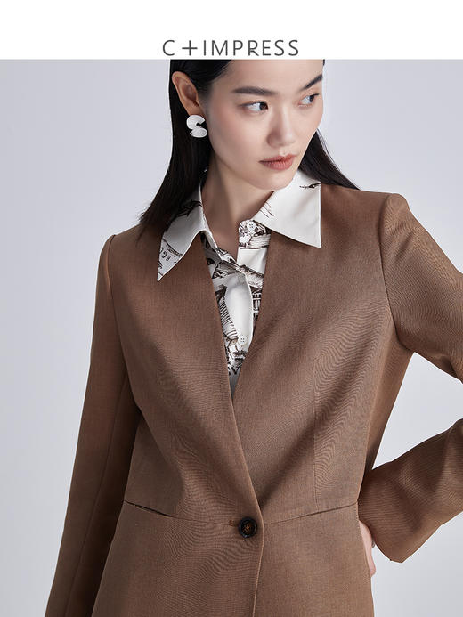 西嘉C+IMPRESS/西嘉【日本面料】简约一粒扣西装外套女春秋小个子西服 商品图4