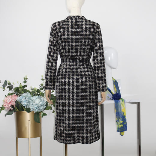 FOCALS福柯斯秋季圆领七分袖修身针织印花中长款连衣裙F2YCX503NM 商品图2