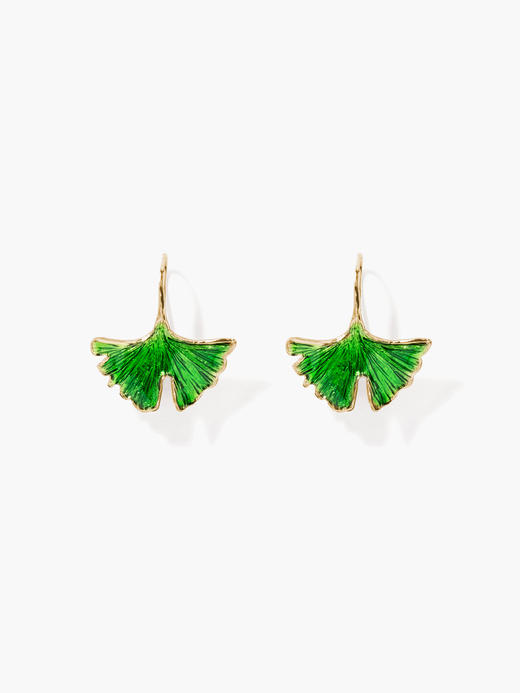 订购8周到｜Aurélie Bidermann-Leandra Medine 同款-Tangerine-银杏叶 耳环（绿色）［法国设计师］ 商品图1