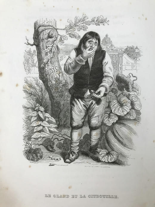 【法语】1838年 拉封丹寓言（卷2） 格兰维尔数十幅版画插图 真皮脊精装大32开 商品图7