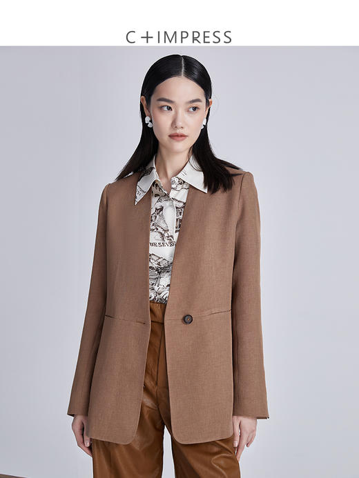 西嘉C+IMPRESS/西嘉【日本面料】简约一粒扣西装外套女春秋小个子西服 商品图2