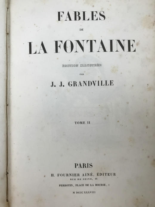 【法语】1838年 拉封丹寓言（卷2） 格兰维尔数十幅版画插图 真皮脊精装大32开 商品图2