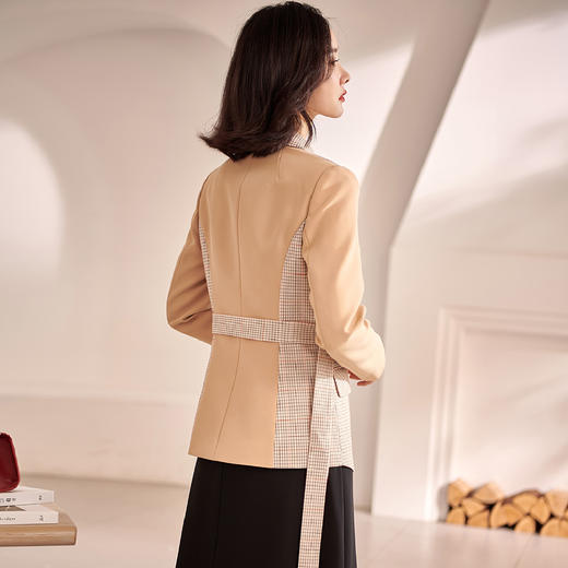 米思阳2026春季新品时尚拼接气质显瘦收腰女式小西服 商品图3