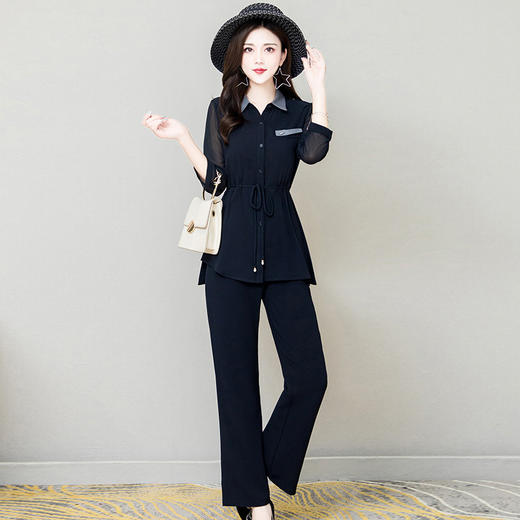 YWE  X21B019修身气质优雅纯色大码套装 商品图2